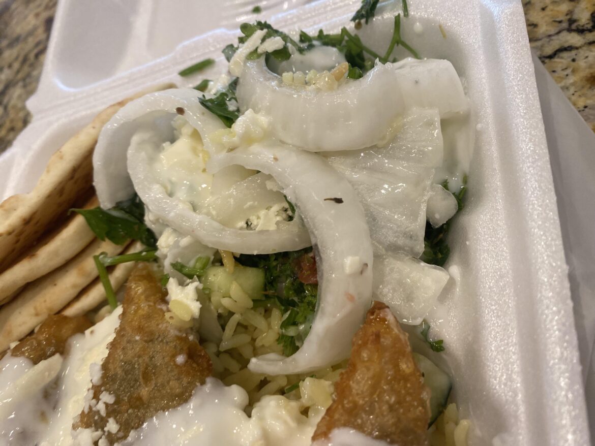 Tabbouleh with extra onions on top, yum!