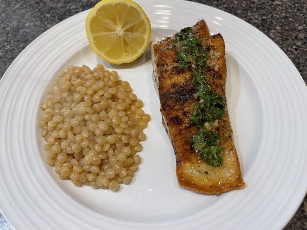 Barramundi with Zesty Cilantro Sauce. Review Below ⬇️