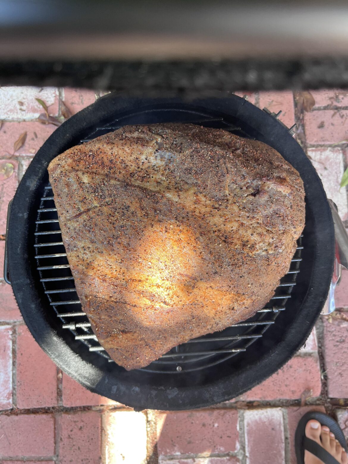 10.3 lb brisket piece fits perfectly in Joe Jr.