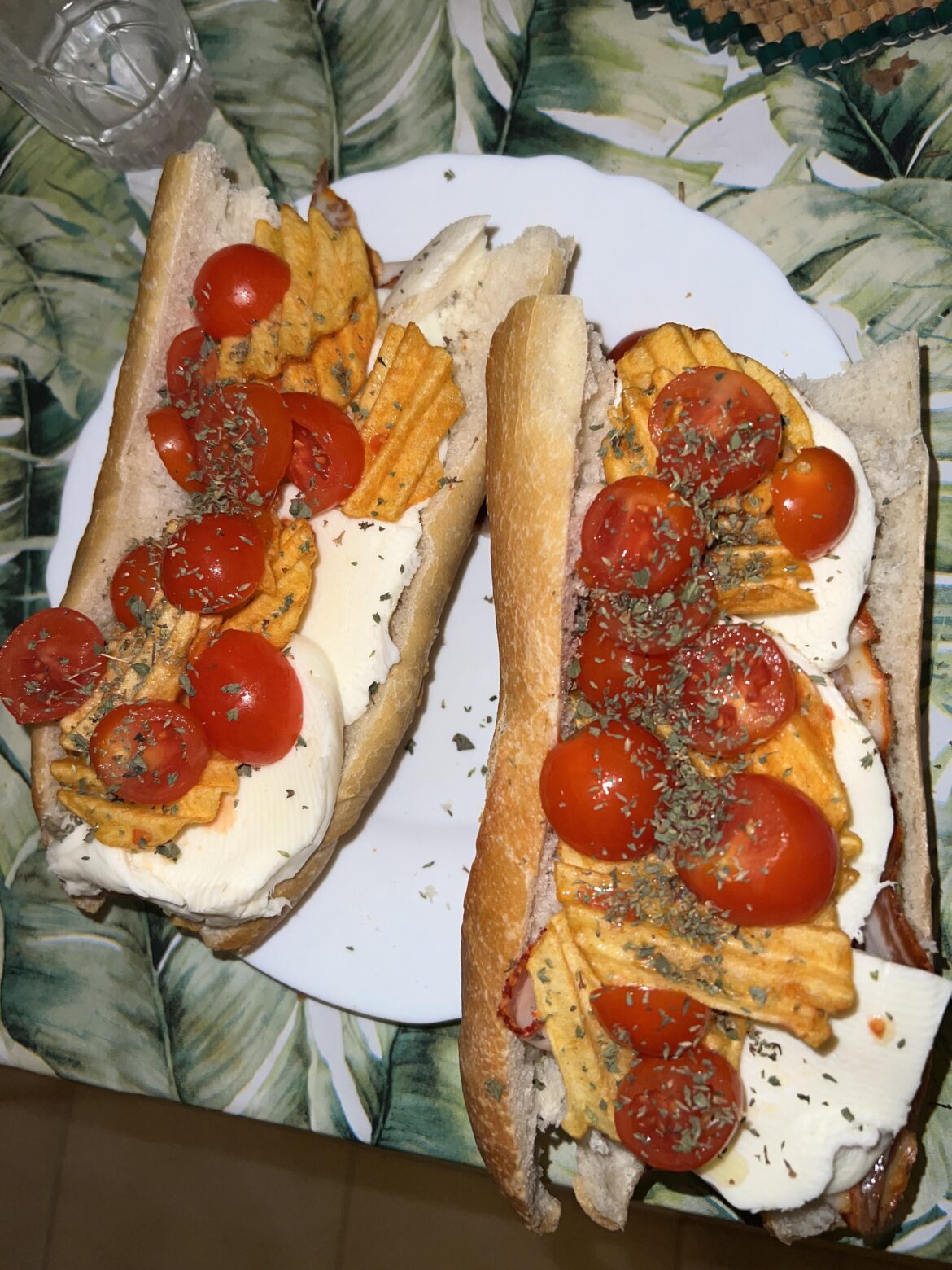 Mozarella, Prosciutto, Tomatoes and bbq crisps sandwich