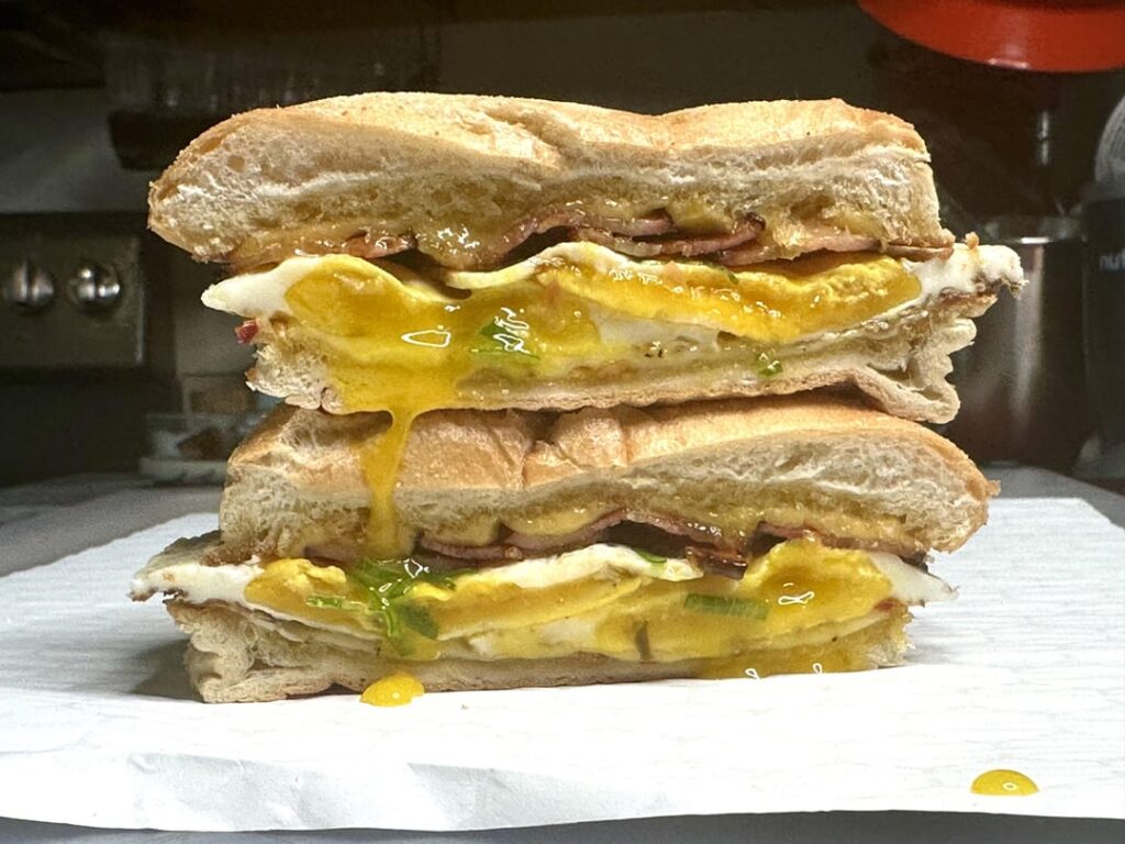 Bacon, egg, and cheese breakfast sandwich