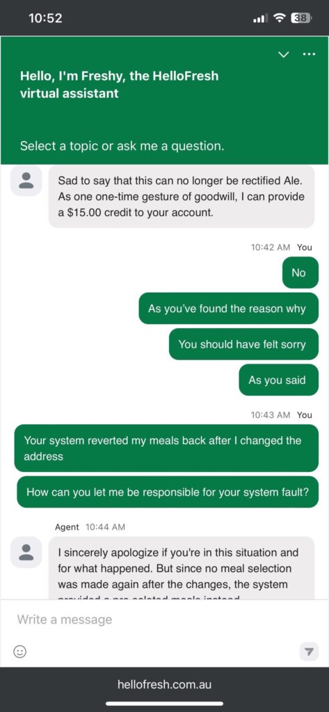 Disappointing service and response after an unexpected Oder messed up