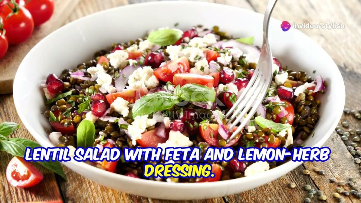 Mediterranean Lentil Salad with Feta & Lemon dressing