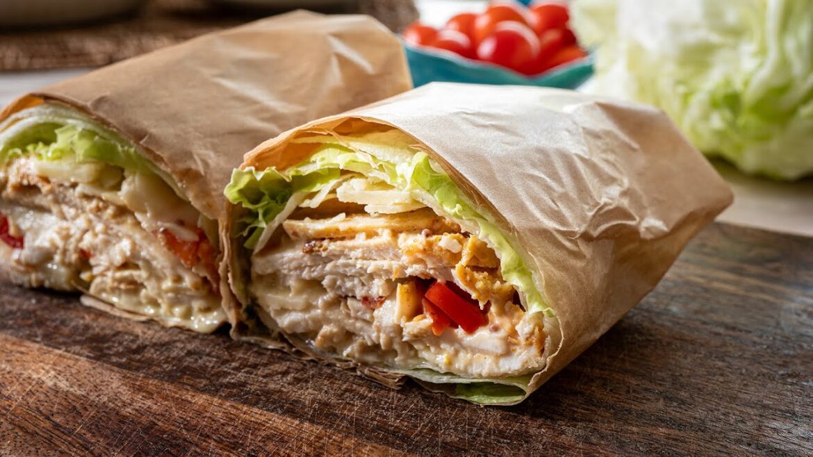 A low-calorie, gluten-free Chicken Caesar Wrap! Try this crispy and healthy chicken roll