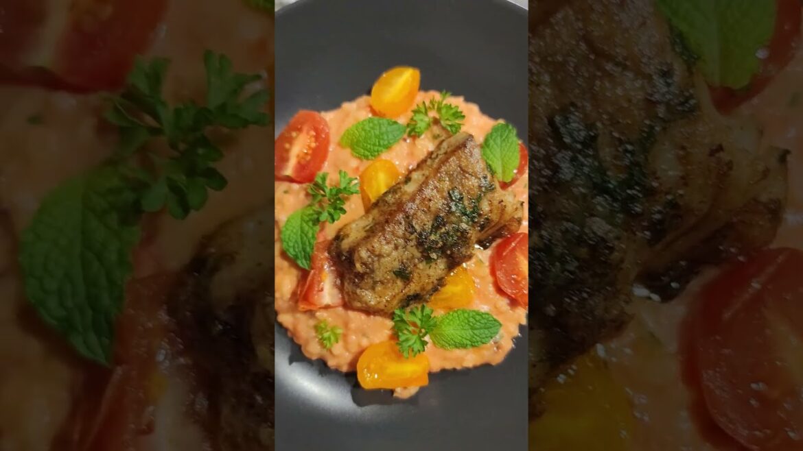 Cod fillet with tomato risotto and microleaves #shorts #short
