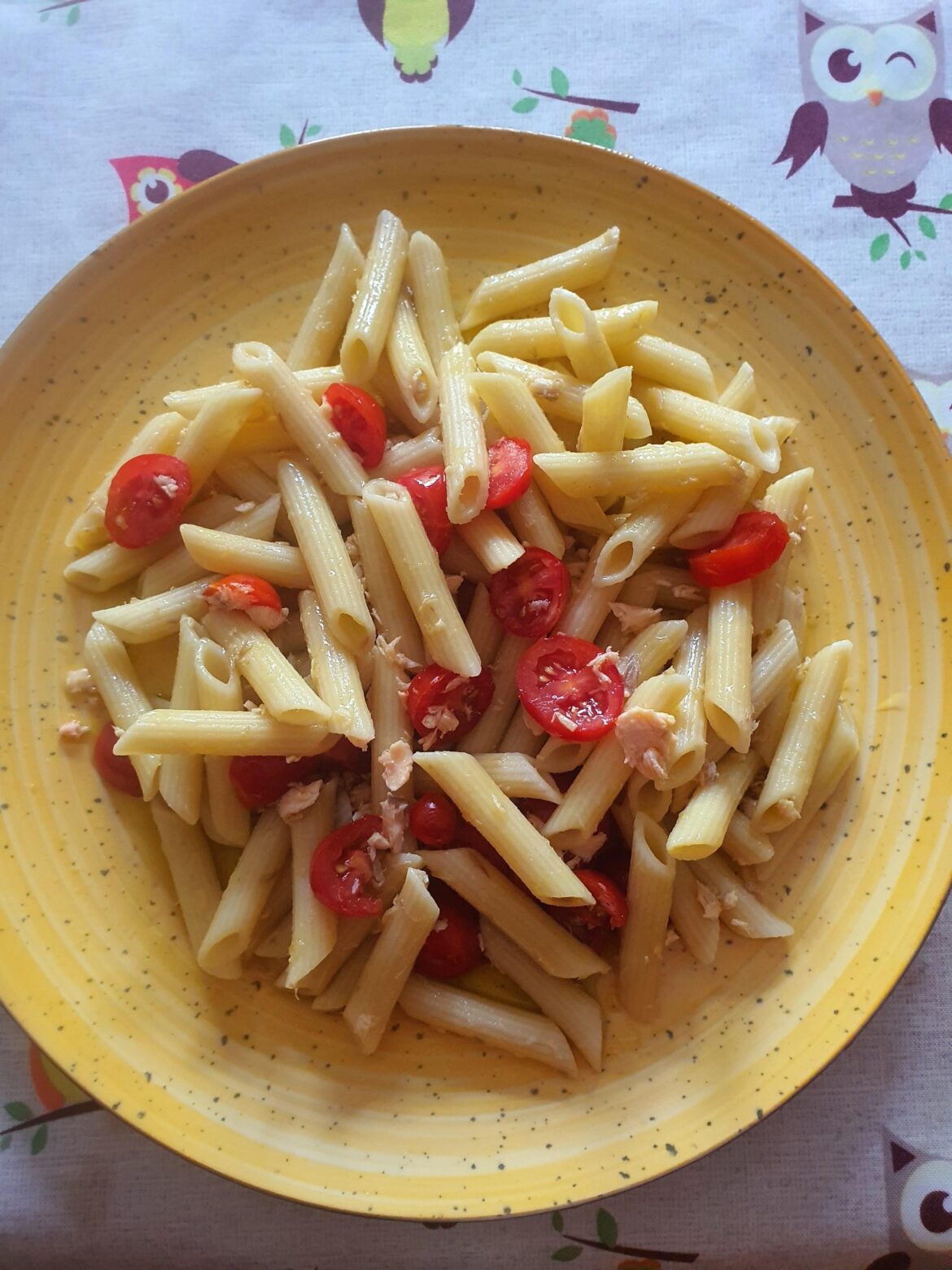 penne, cherry tomatoes, salmon, extra virgin olive oil