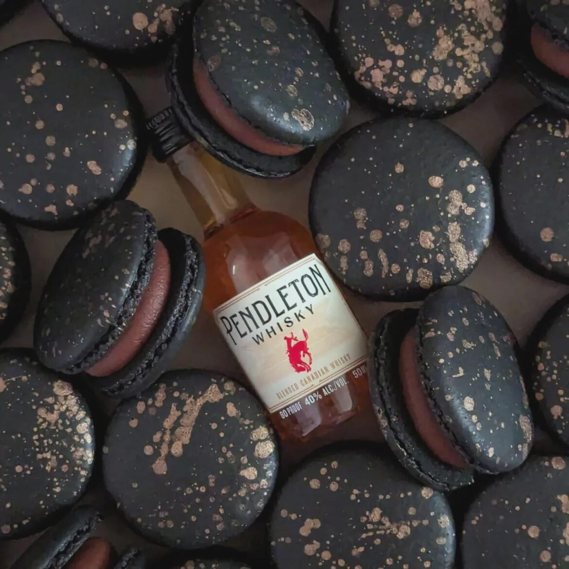 Chocolate Peanut Butter Whisky macarons!