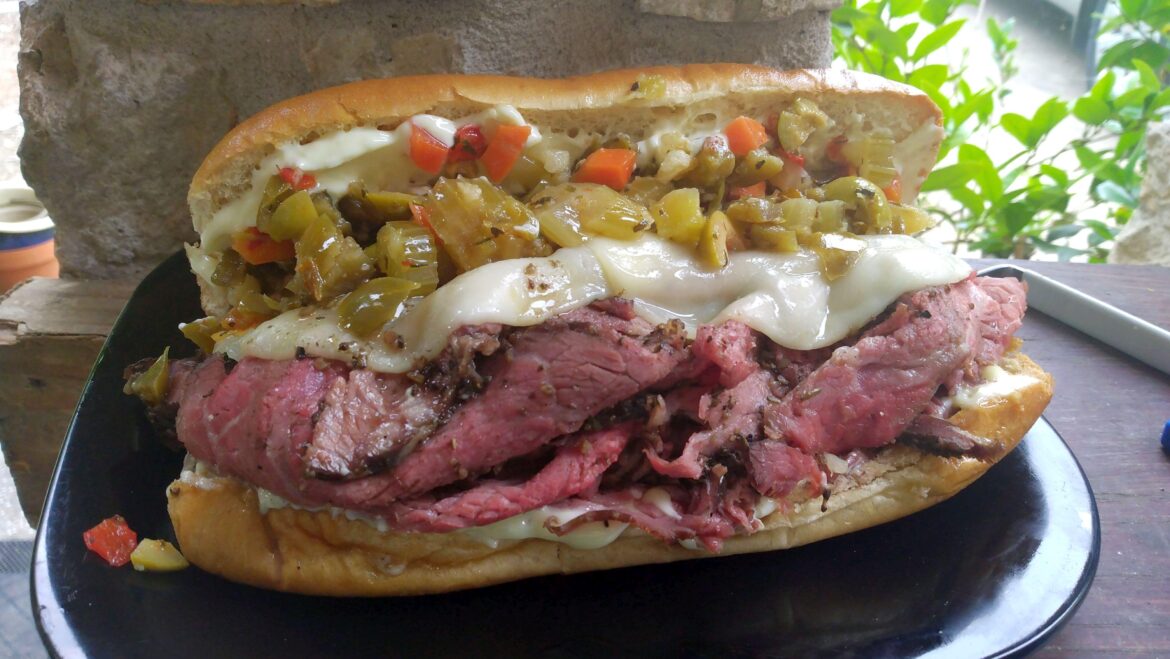 Roast beef, sharp provolone, and giardiniera (I had to wash my mouth out after that "Onglet Sandwich" that was posted earlier <shiver>)