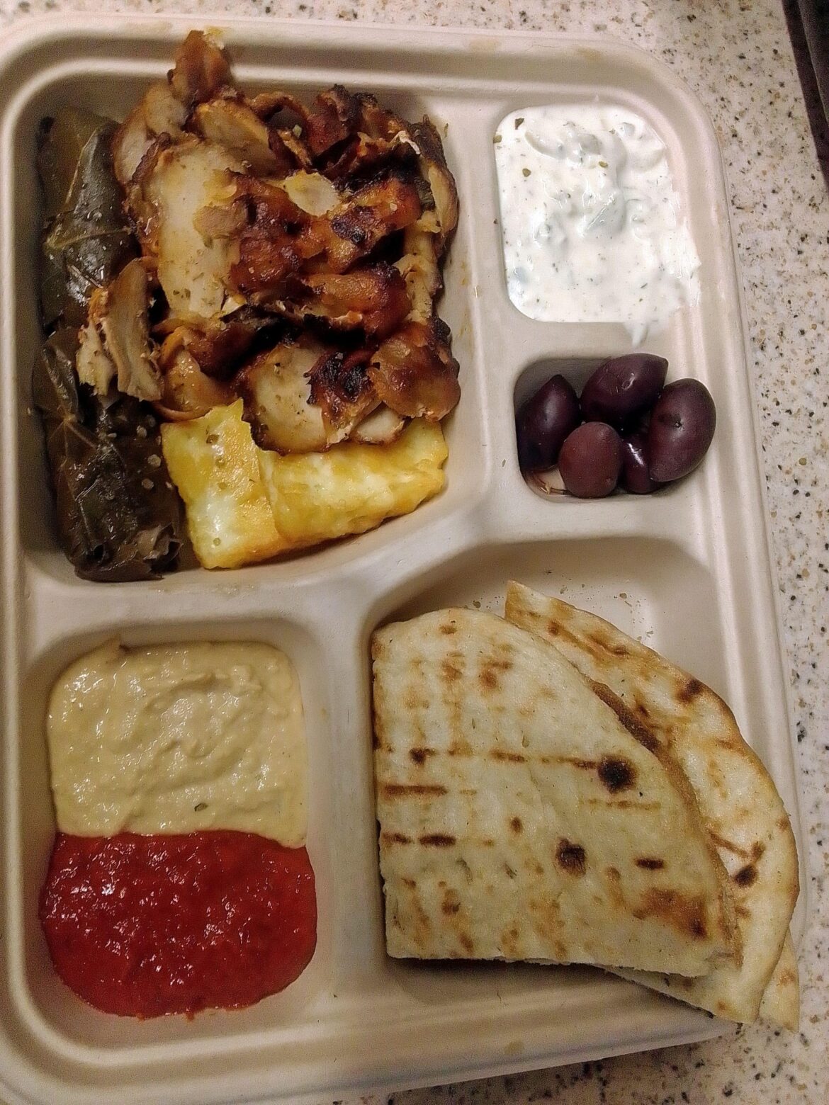 Greek meze with chicken gyros
