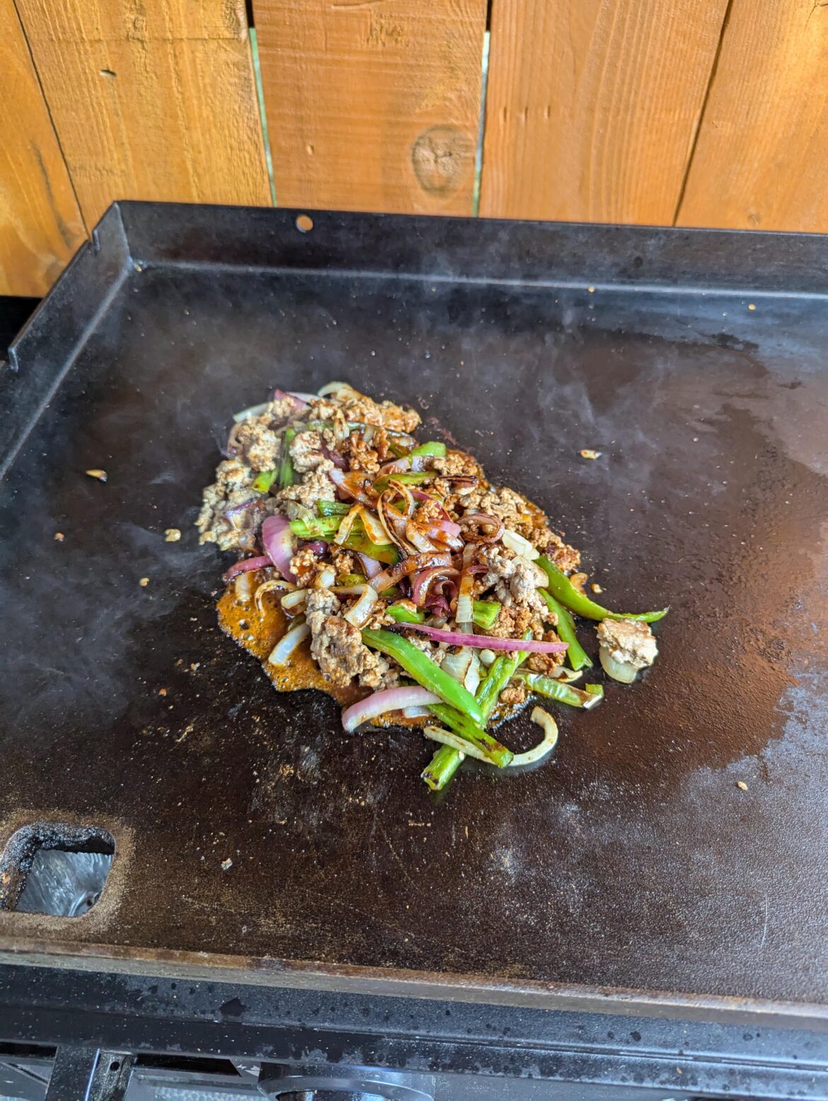 Pineapple salsa pork tacos on the Blackstone