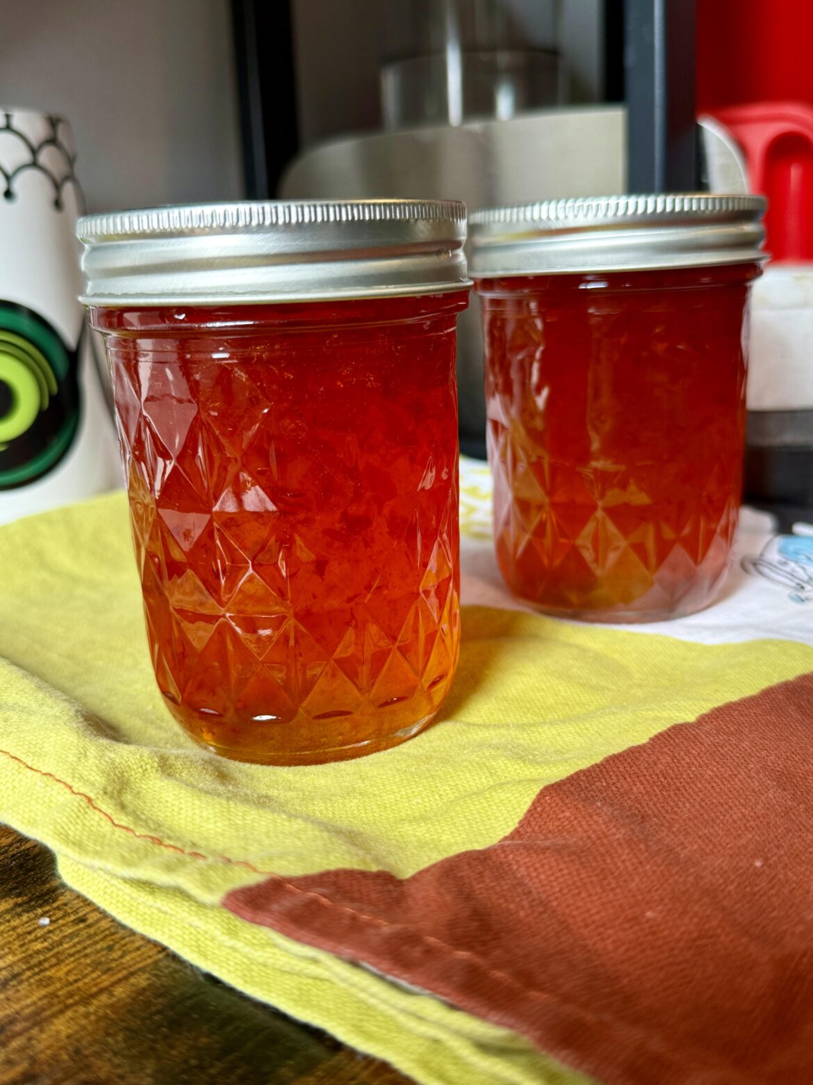 Made some red jalapeño jelly today!