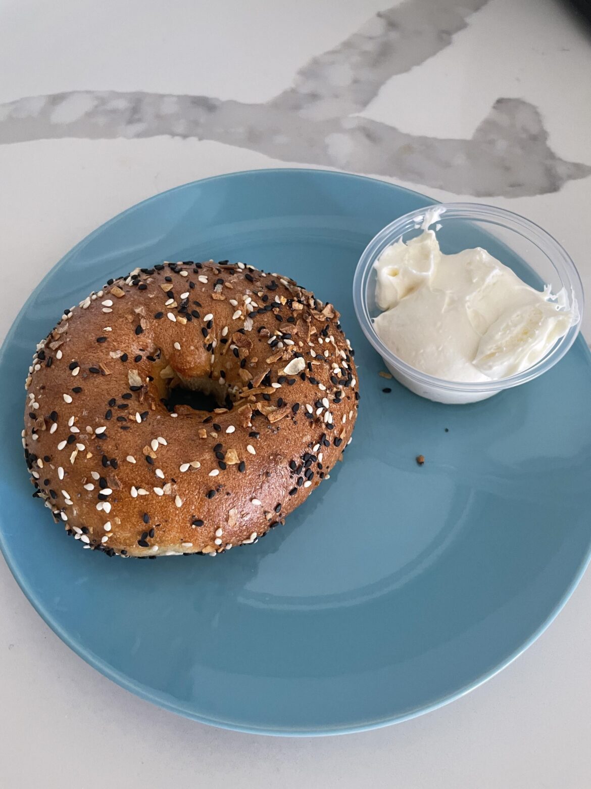 Daniel’s Bagels, Palms (soft opening) – everything bagel, side of cream cheese, $6 Daniel’s Bagels, Palms (soft opening) - everything bagel, side of cream cheese, $6