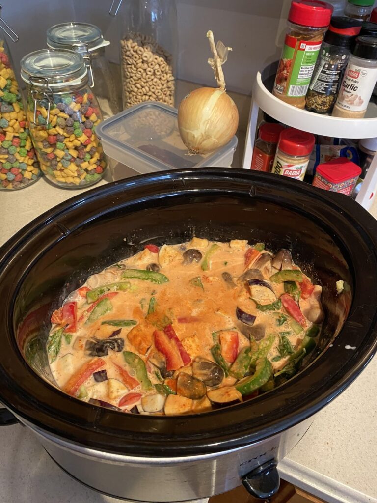 slow cooker Thai red curry w chicken