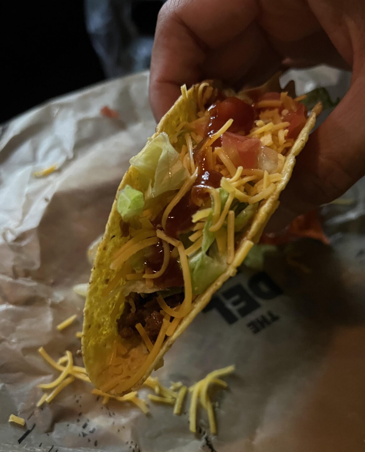 Beef crunchy taco from Del Taco, Glendale $2.29