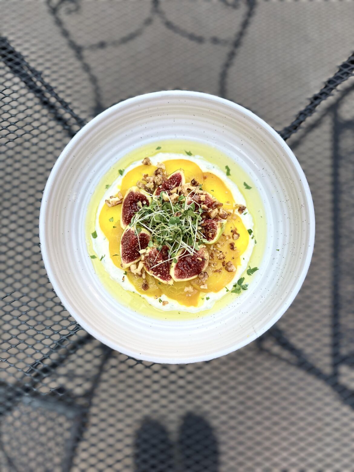 Fig and golden beet salad with a ricotta whip