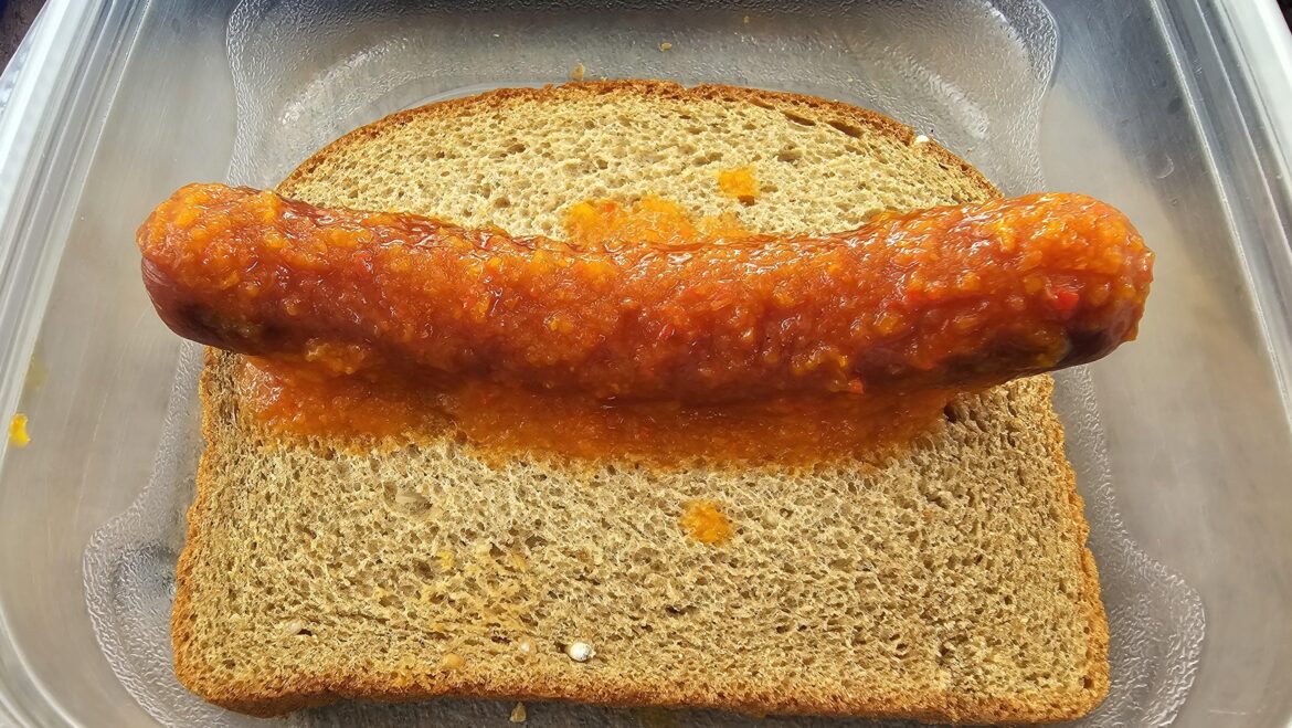 A spicy dogger with my homemade ghost pepper/habanero/sweet mini pepper sauce