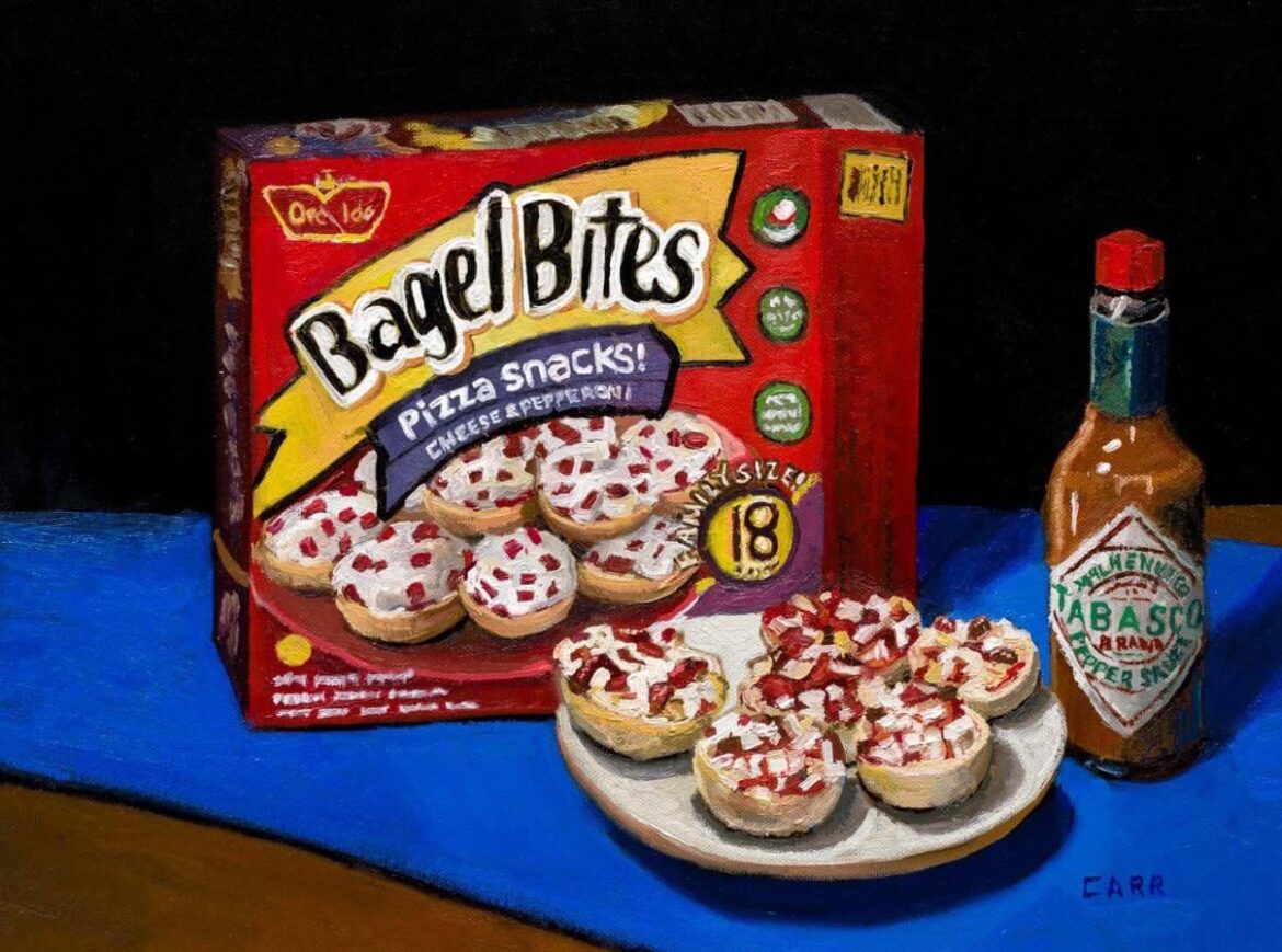 My oil painting of Tabasco with Bagel Bites