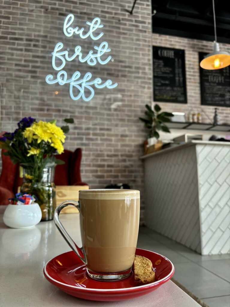 A Caramel Latte at a new coffee spot called Ola-Tia! in Gaborone, Botswana🇧🇼