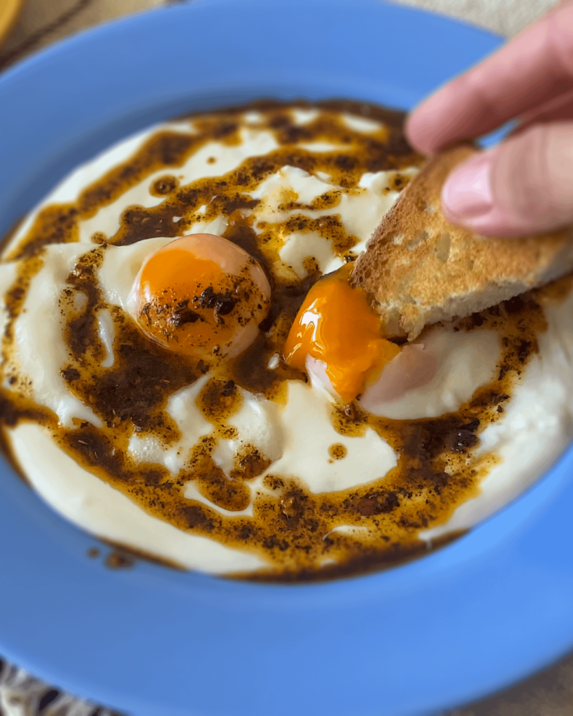 Cilbir - Turkish Poached Eggs with Garlicky Yogurt, Mint and Chili Butter