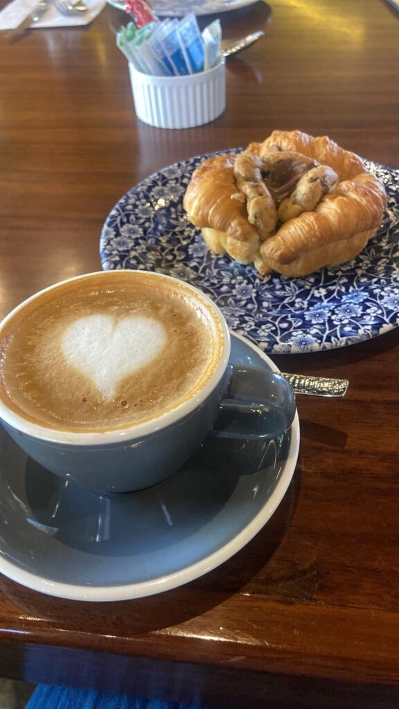 a delicious coffee with bread
