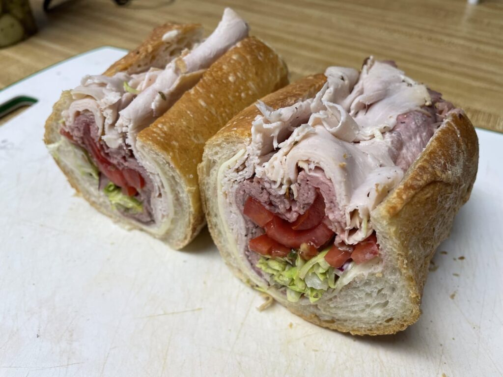 Roast Beef, Turkey and Jersey Tomato Hoagie on homemade roll