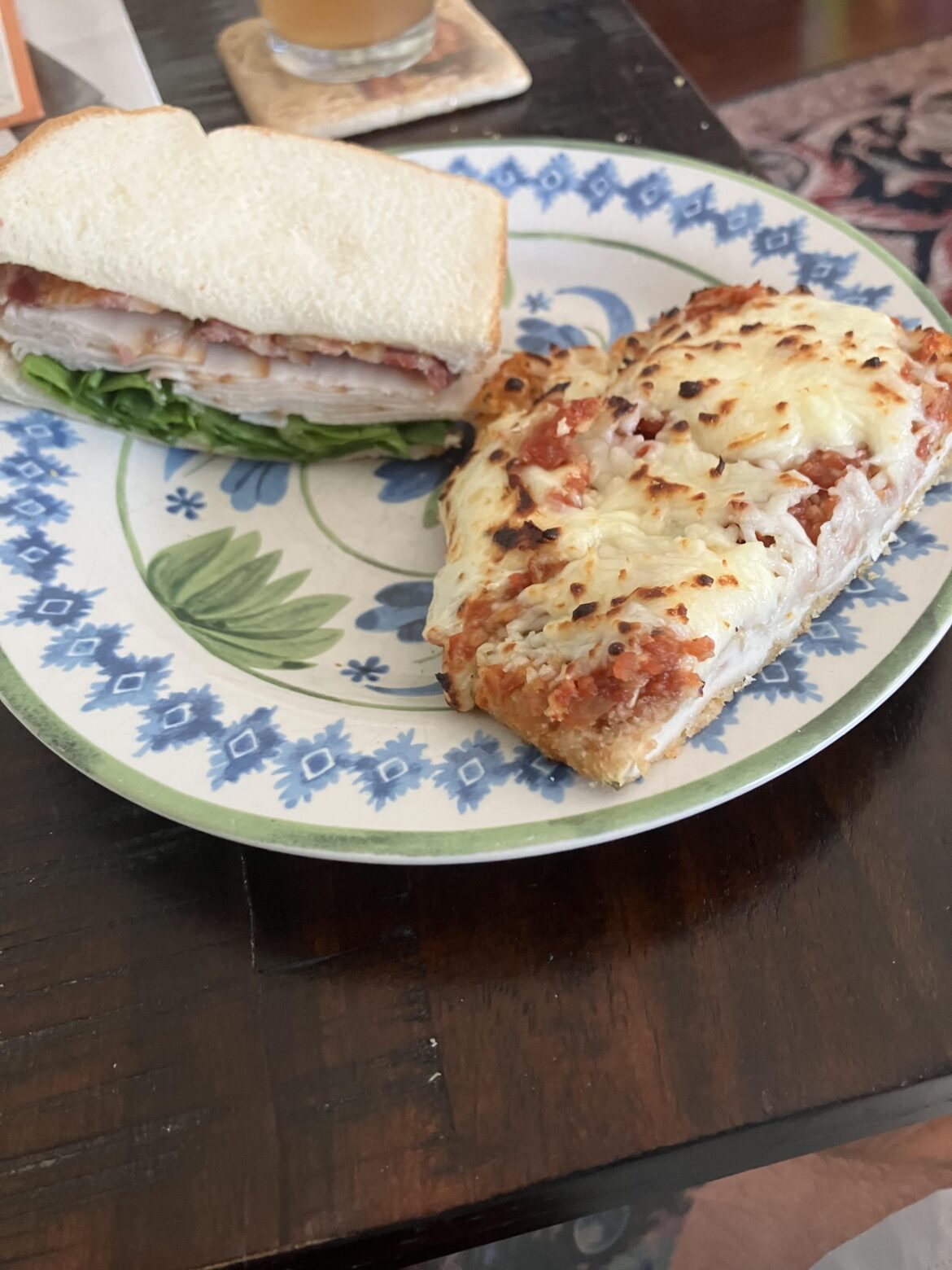 My wife wanted leftover chicken parm for lunch, then she saw my making a basic turkey & bacon sandwich while I heated up her parm.  And then I ended up with only half a sandwich and half the chicken parm.  Dang wives lol