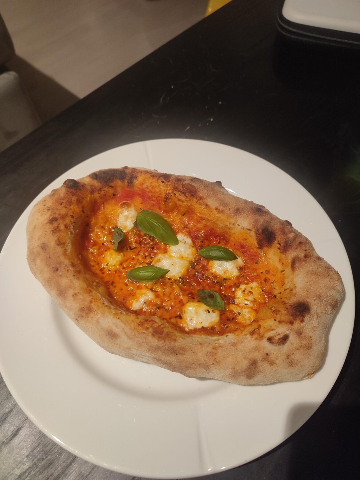 First try at Neapolitan style pizza in the home oven.