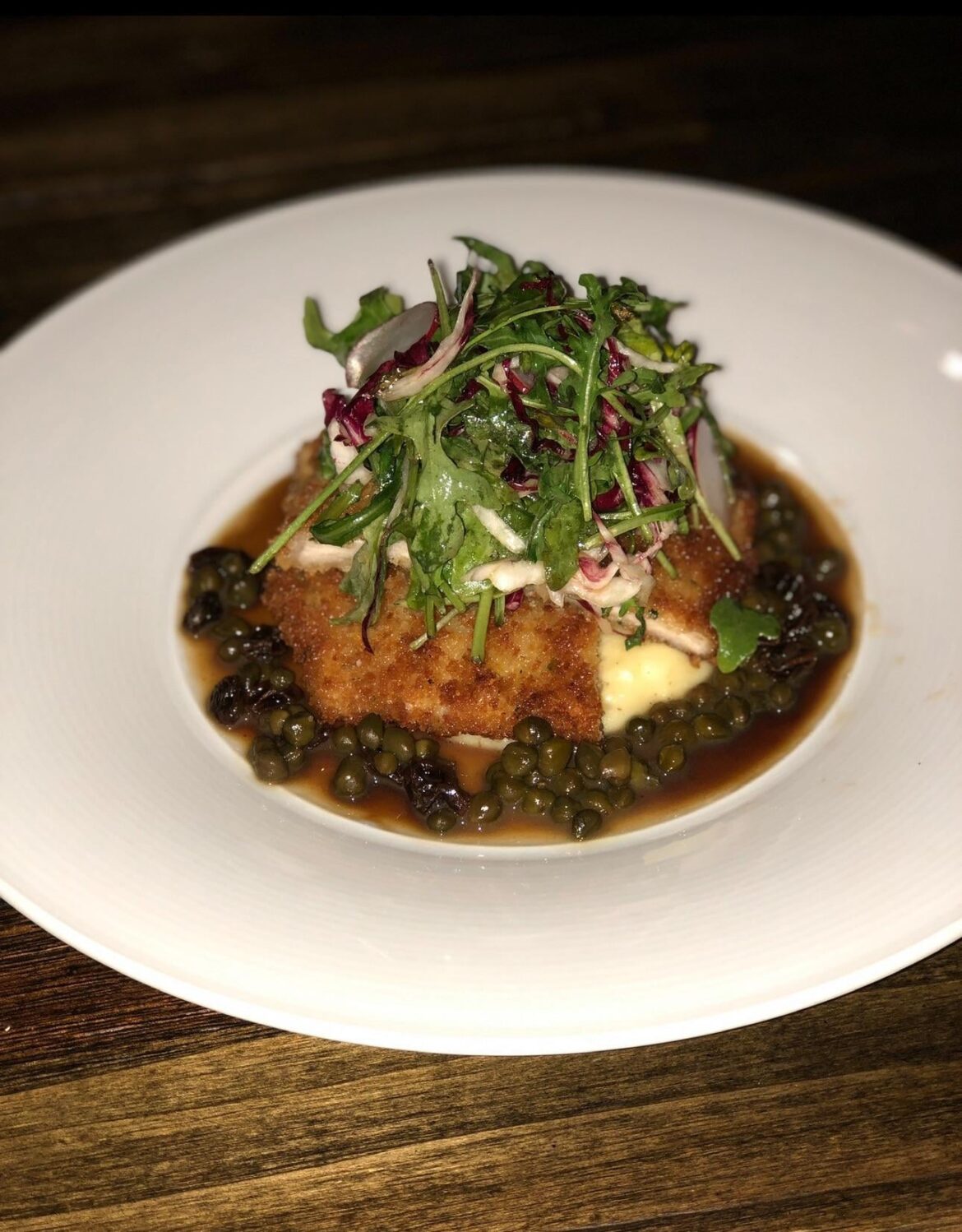 Just a nurse.. so did my best! Breaded pork chops, mashed potatoes, capers, etc.