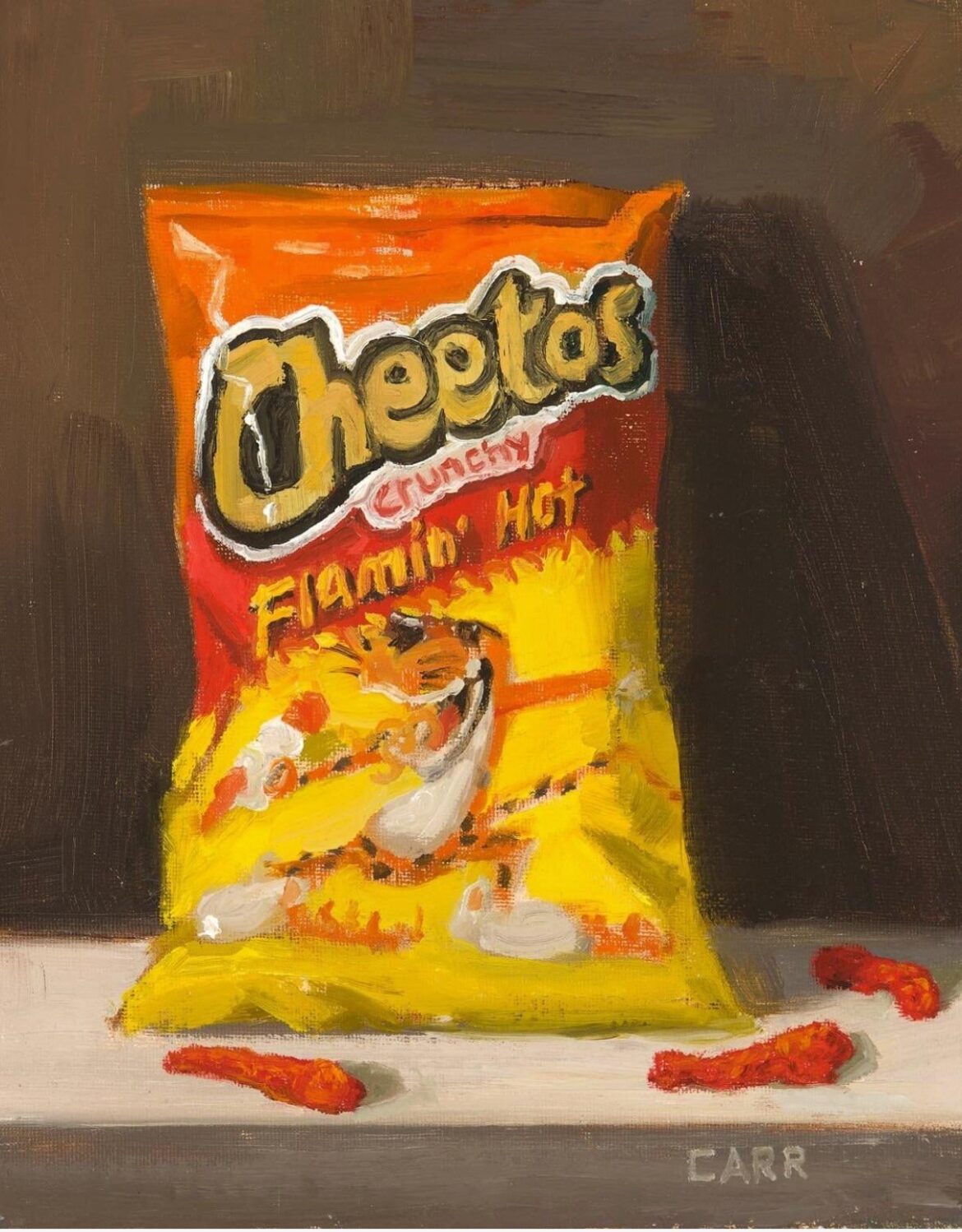 My oil painting of Flamin’ Hot Cheetos!