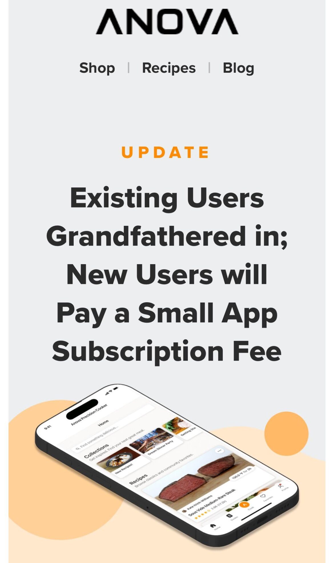 Anova To Charge Subscription for Using App