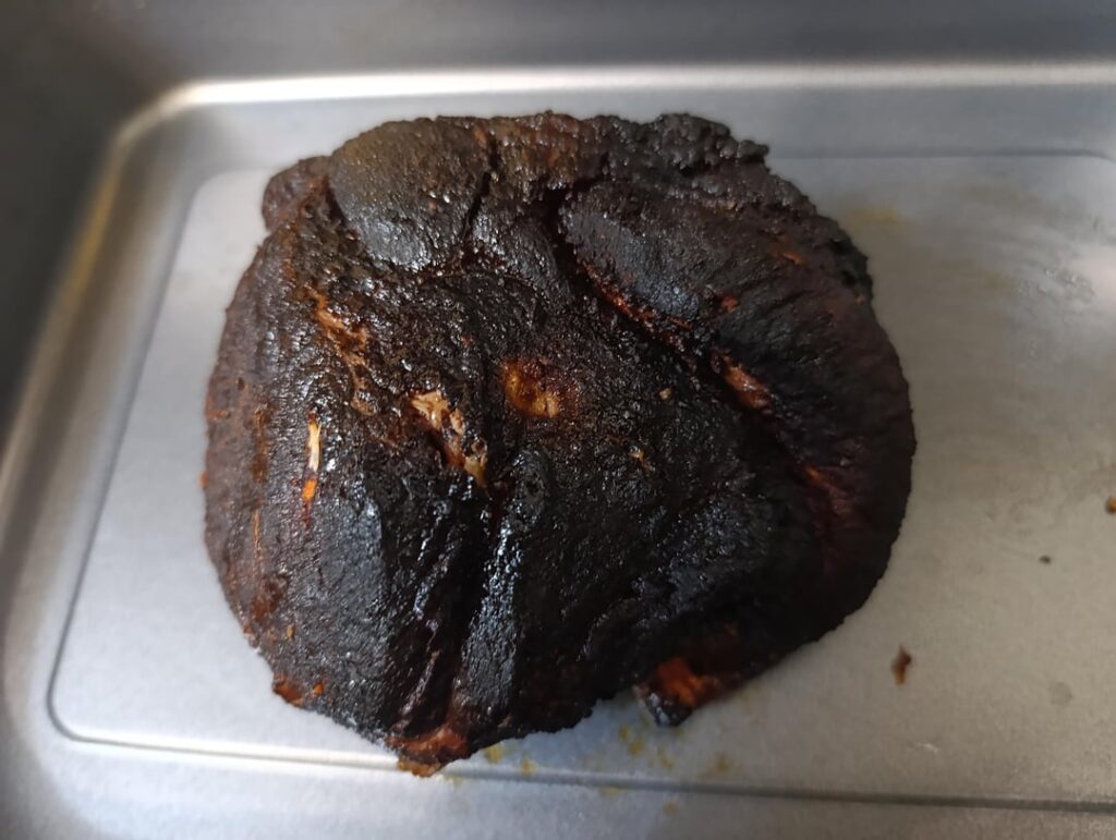 3.5 hours on the smoker, 6 hours total.