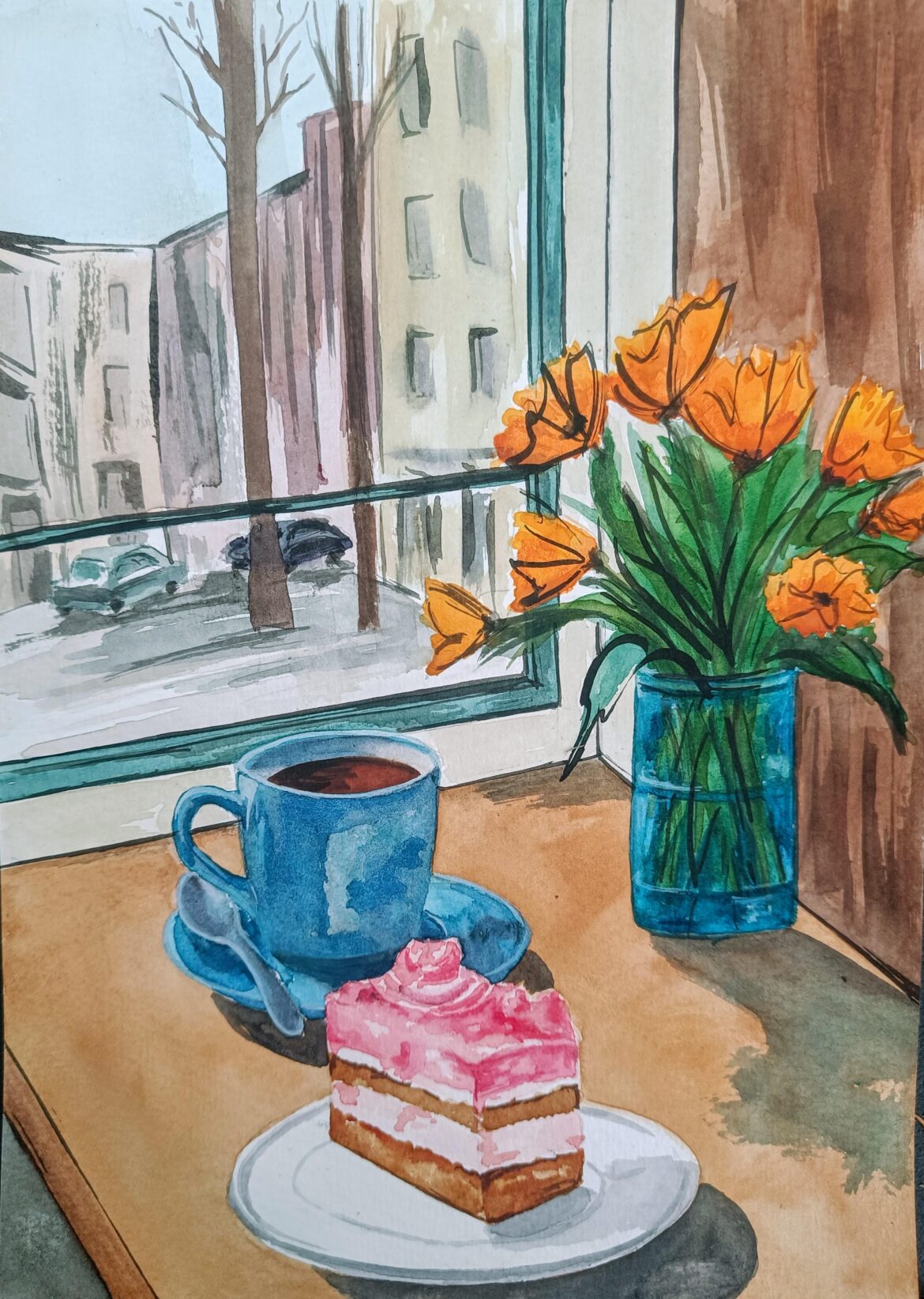 Need some good coffee & cake...so painted it instead;)