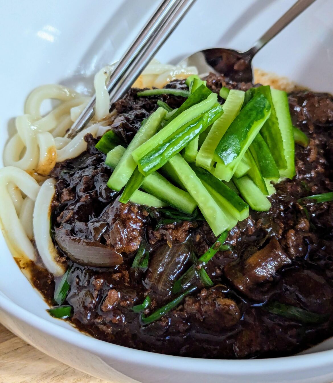 Duck Jjajangmyeon (Health reasons no pork) so I'm adjusting.