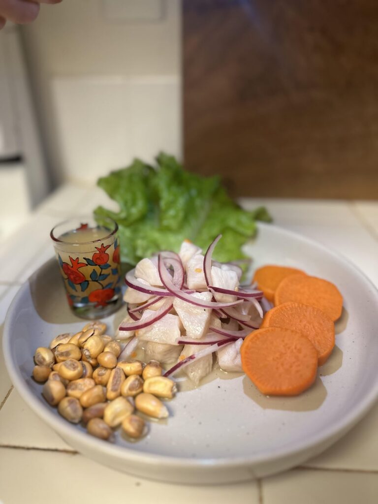 California White Seabass ceviche | Pitangatuba (star cherry) Leche de Tigre