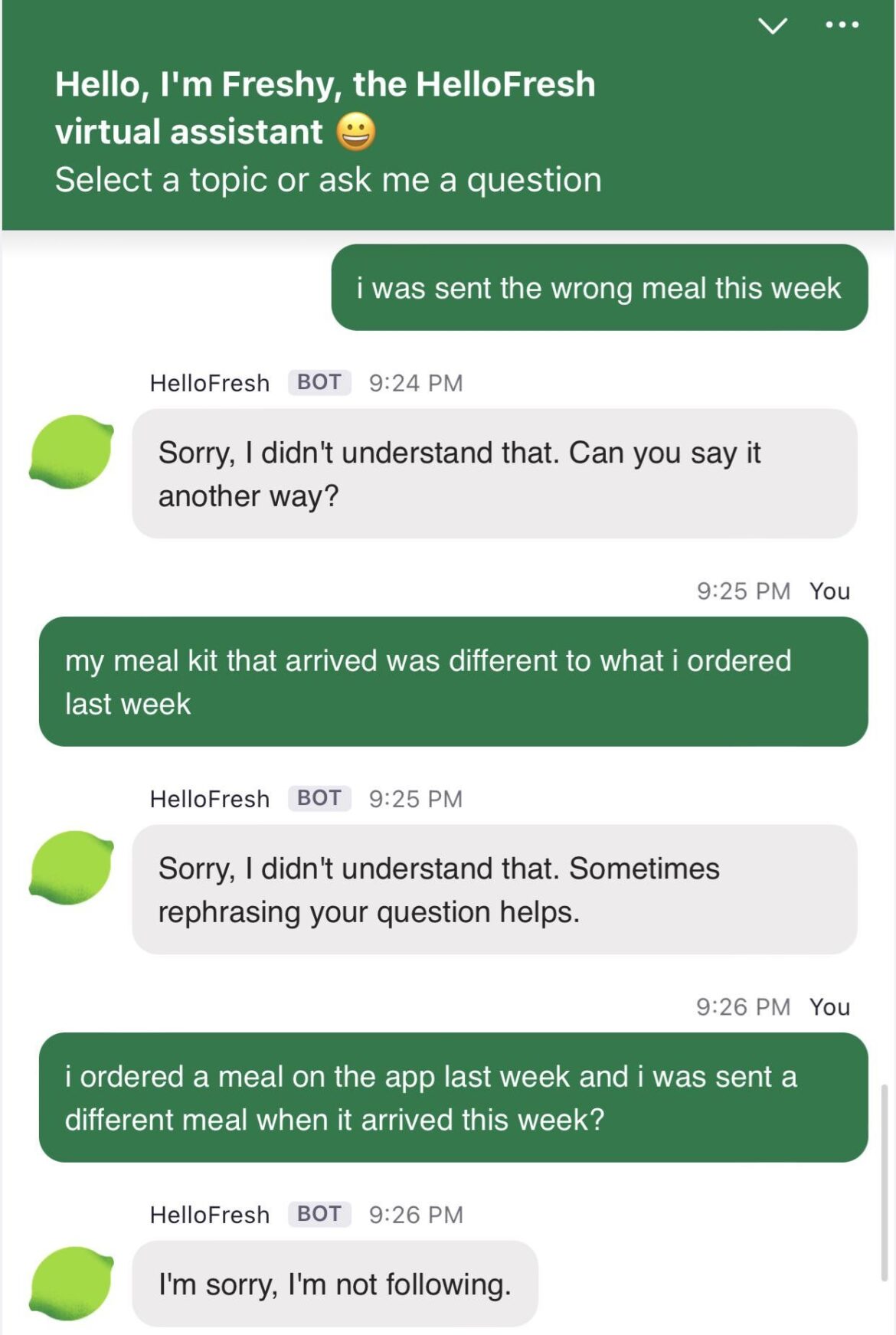 Not sure how to phrase that I got sent the wrong meal 😭