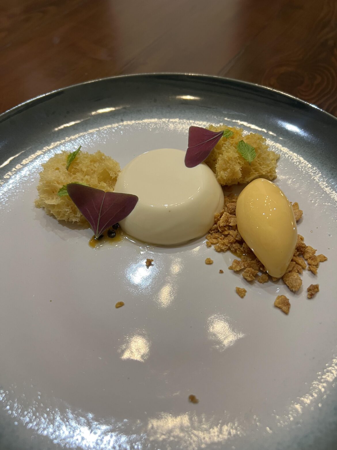 White Chocolate panna cotta, mango yogurt gelato, mango sponge