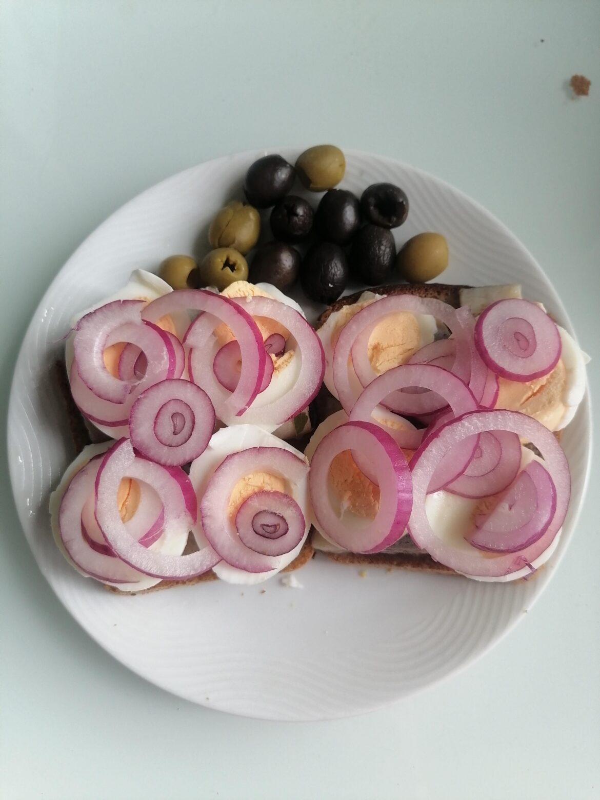 My Slav granny's heritage sandwich: herring, boiled egg and red onions!