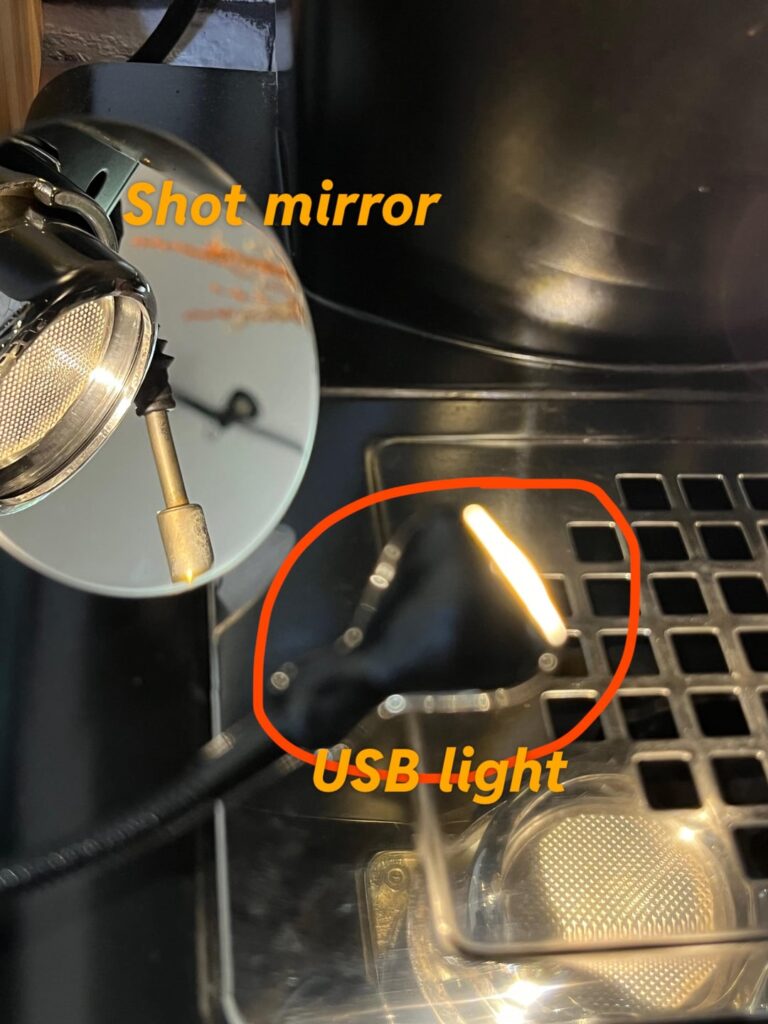 You only need a shot mirror and a USB light, than you can observation coffee extraction and got a beautiful shot picture