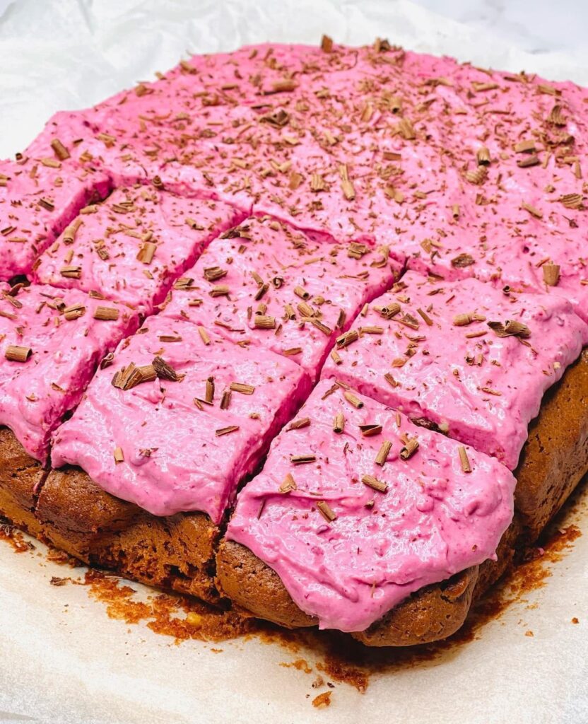 Brownies Topped with Pink Berry Cream