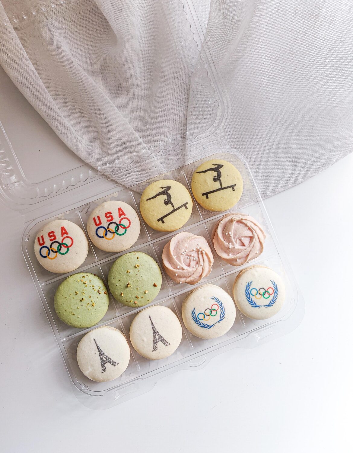 Olympic themed macaron sampler