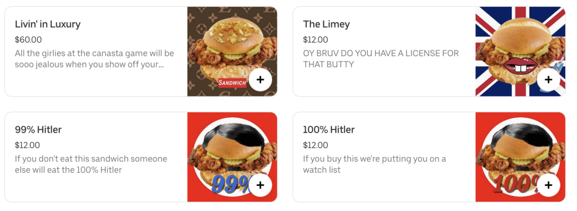 Menu of Let Them Eat Chicken in Westside Eats Ghost Kitchen