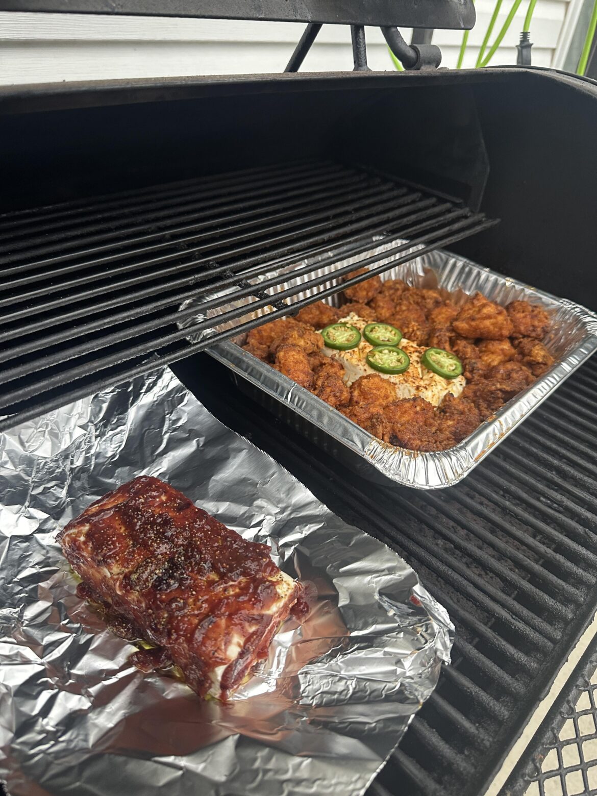 Tried something new, made a homemade fig spread and threw it on some cream cheese to smoke. (The spread is great I make a batch every week and do it on toast, waffles, anything)On the right is some Nashville style with a jalepeno and maple cheese. Cant beat this classic while watching some SEC ball.
