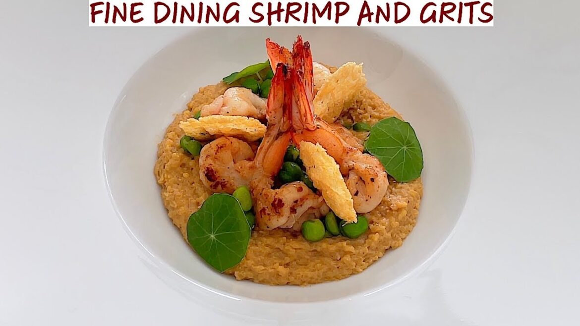Fine Dining Shrimp and Grits Recipe - Creamy Polenta, Parmesan Crisps, Sautéed Shrimps & Peas