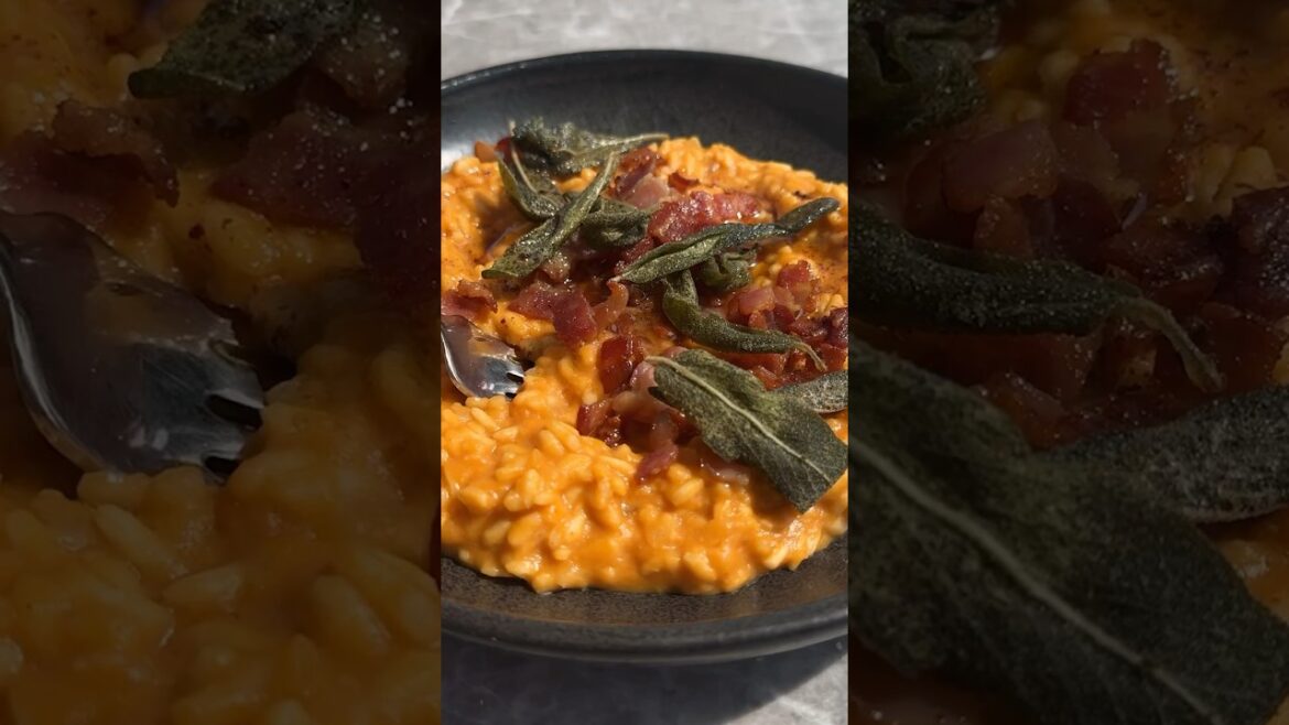 pumpkin risotto with brown butter sage & bacon #fall