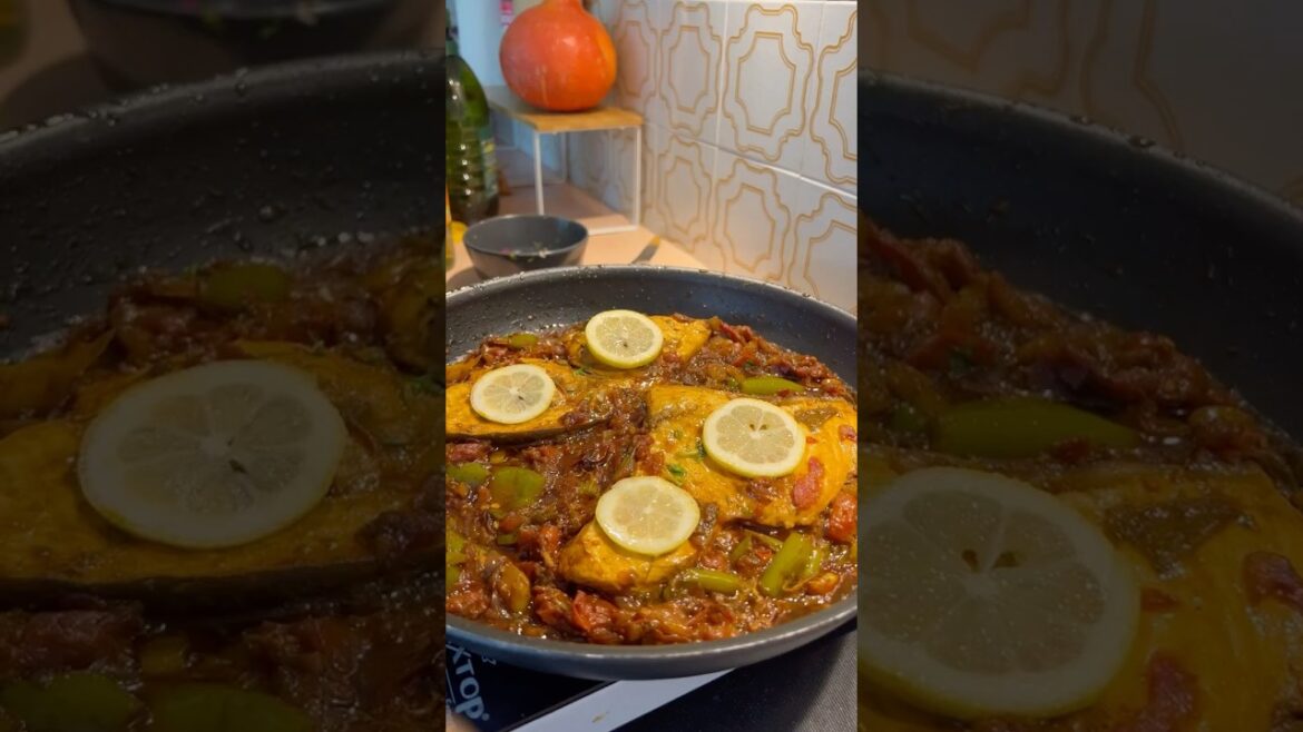How My Mom Makes Moroccan Fish Tajine In A Pan #shorts #طاجين How My Mom Makes Moroccan Fish Tajine In A Pan #shorts #طاجين