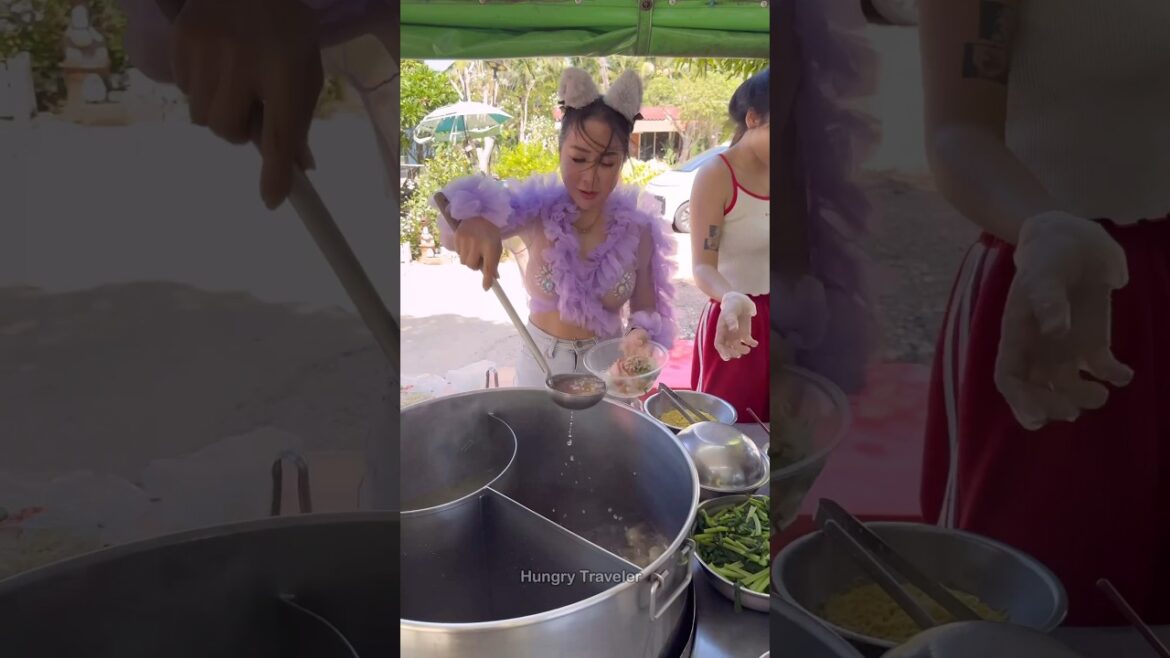 Funny Thai Lady Cooking Noodles on Food Truck -Thai Street Food Funny Thai Lady Cooking Noodles on Food Truck -Thai Street Food