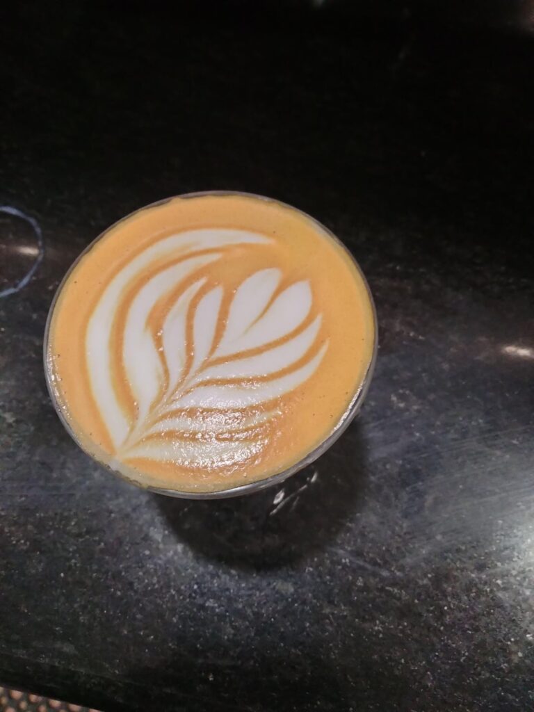 Just some pictures of my mocha cortado at work today. I was pretty happy with it.