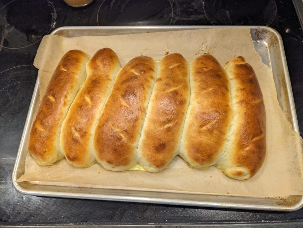 My first attempt at hoagie rolls! I am so shocked, because I have never made anything like this before! I gotta get the hang of shaping them, but I'll get there.