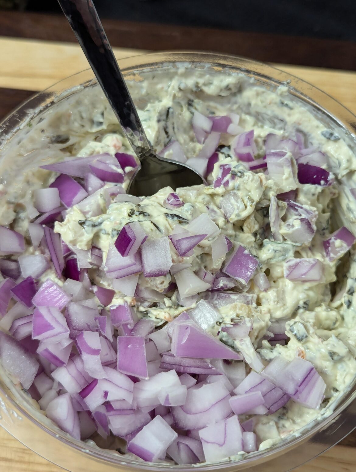 Adding onions to spinach dip is one of my favorite ideas