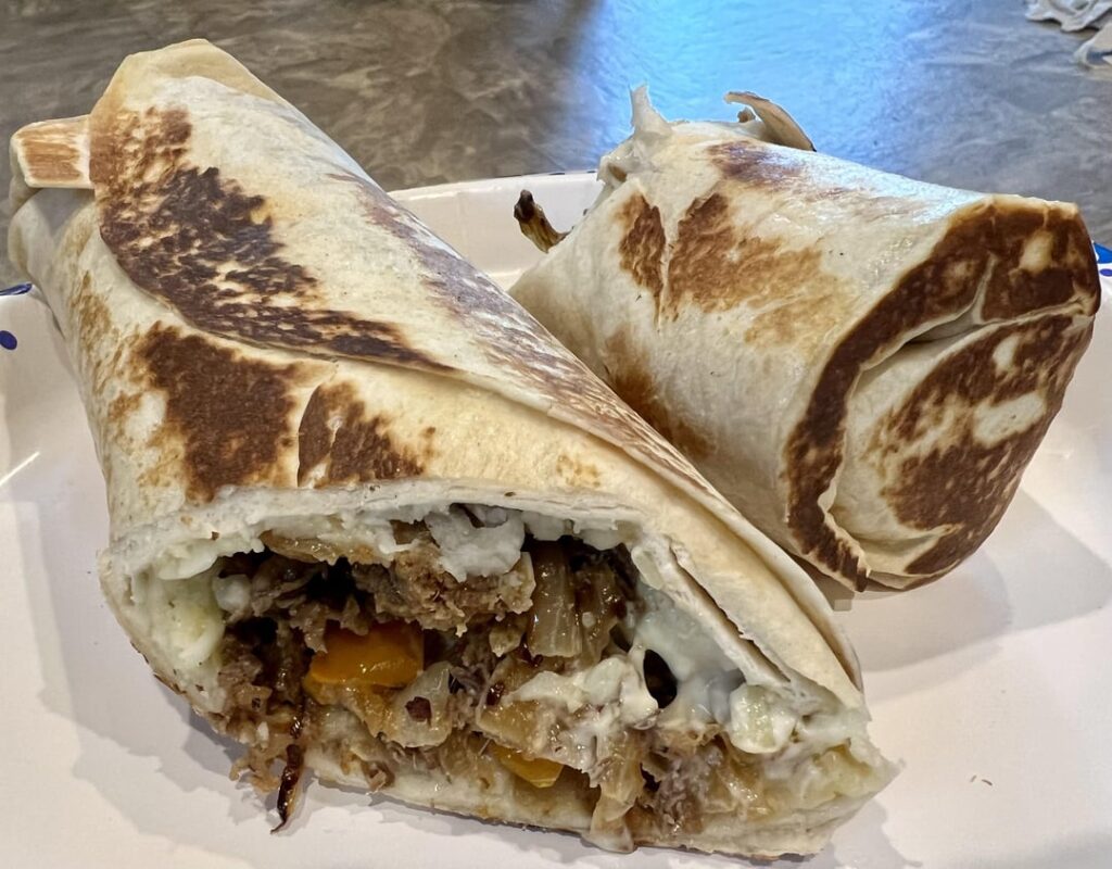 Chopped steak wrap